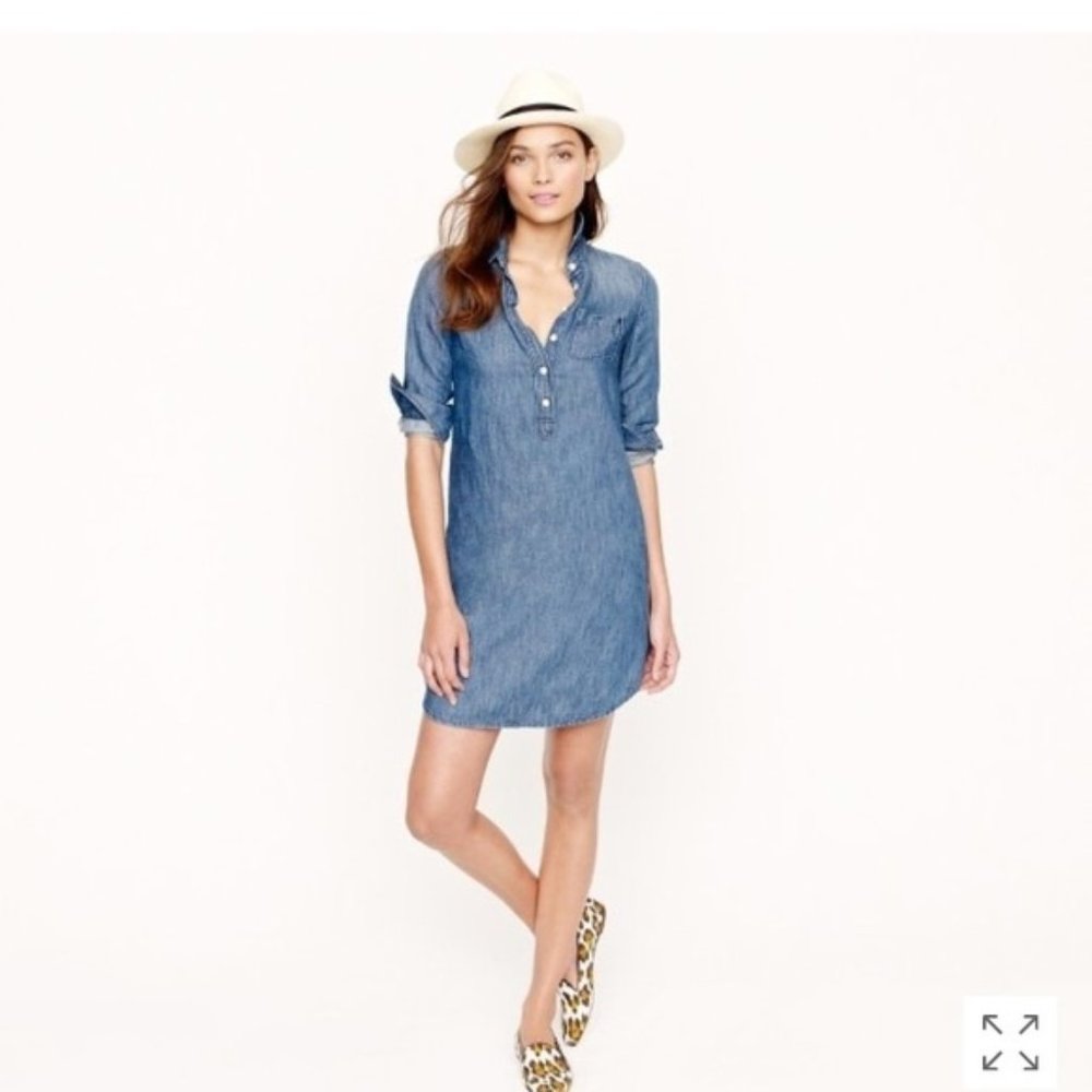 Long Sleeve Chambray Shirt Dress - Picture 1 of 5